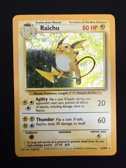 Pokemon TCG Raichu 14/102 Base Set Holo 1999 Vintage WOTC LP - Image 1