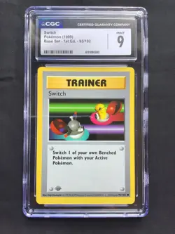 Pokemon Cards: Base Set 1st Edition Common: Switch 95/102 CGC 9 - Image 2