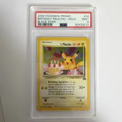Pokemon Pikachu TCG Holo Black Star Promo #24 PSA 9 Birthday Edition - Image 1