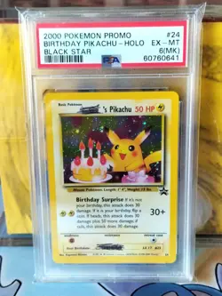 PSA 6(MK) Birthday Pikachu - Black Star Promo - Holographic Pokemon Card - Image 1