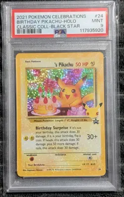 2021 Pokemon Celebrations Birthday Pikachu #24 PSA 9 - Image 1