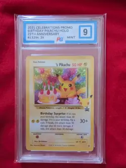 Pokemon TCG Birthday Pikachu #24 Celebrations 25th Anniversary Graded Mint 9 - Image 1