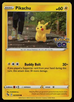 Pikachu (Cosmos Holo) 027/078 Pokemon GO Promo Pokemon NM - Image 1