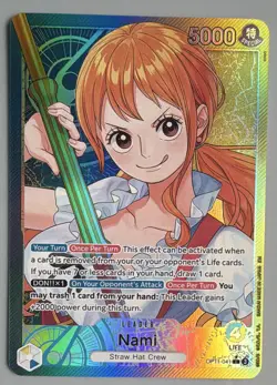 Bandai One Piece CCG Nami Leader OP11-041 A Fist of Divine Speed SP Holo AA - Image 3