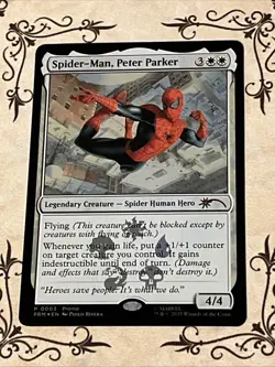 MTG Spider Man Peter Parker Foil Marvels #0003 Promo Card “Near Mint” - Image 1