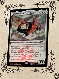 MTG Spider Man Peter Parker Foil Marvels #0003 Promo Card “Near Mint” - Image 3