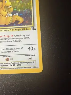 Dragonite 4/62 Unlimited Holo Rare Fossil HP/DMG - Image 4