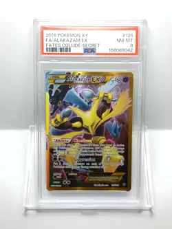2016 POKEMON XY FATES COLLIDE SECRET #125 FULL ART/ALAKAZAM EX PSA 8 - Image 1