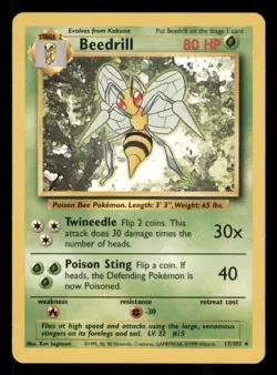 Beedrill 17/102 Rare Base Set Unlimited Pokemon Moderately Played - Image 1