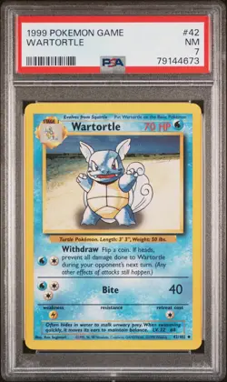 1999 Pokemon Base Set Wartortle 42/102 Uncommon Unlimited Vintage WOTC PSA 7 - Image 1