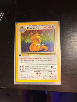 1999 1ST EDITION Pokemon Fossil Dragonite Holo 4/62 Holo Foil Rare WOTC Vintage - Image 1