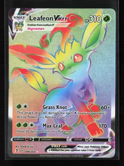 Leafeon VMAX 204/203 Rainbow Rare Evolving Skies Pokemon Holo Lightly Played - Image 1