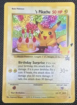 2021 Pokemon Sword & Shield Celebrations Birthday Pikachu #24 Classic Collection - Image 1