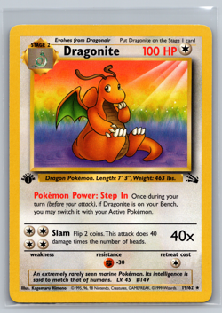 Pokemon Card - Dragonite Fossil 1st Edition 19/62 Non-Holo Rare LP - Image 1