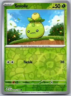 Smoliv 020 REVERSE HOLO C Scarlet & Violet Pokemon NM - Image 1