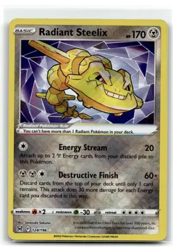 Radiant Steelix 124/196 Radiant Rare Lost Origin Pokemon Holo LP - Image 1