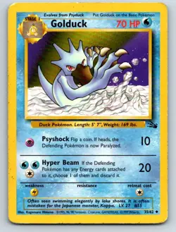 Golduck 35/62 Uncommon Fossil Pokemon Unlimited Heavily Played - Image 1