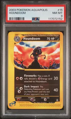 2003 POKEMON AQUAPOLIS #15 HOUNDOOM PSA 8 - Image 1