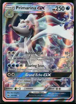 2017 Pokemon Sun & Moon Primarina GX 42/149 Rare Holo GX NM - Image 1