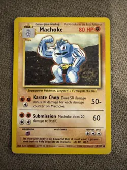 Pokemon Card Base Set Machoke 34/102 1999-2000 4th Prink UK Exclusive - Image 1