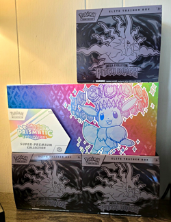 Empty!! Pokemon Eevee Prismatic Evolutions SPC Box + 3 Empty Pitch Black ETB's - Image 1