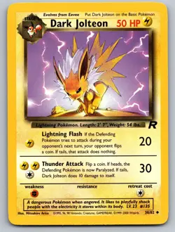 Dark Jolteon 38/82 Uncommon Team Rocket Pokemon Unlimited Near Mint - Image 1