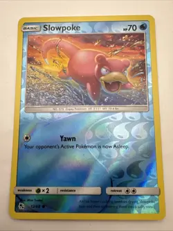 Pokemon Card Slowpoke Hidden Fates Reverse Holo 12/68 Near Mint - Image 1