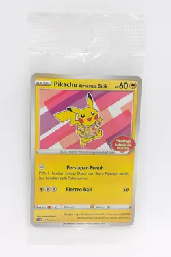 Pokemon Pikachu berkemeja Batik Flower Pink Indonesia Journey 190/SV-P Promo NM - Image 1