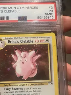 SWIRL PSA 1 MK 2000 Gym Heroes Erika's Clefable 3/132 Holo Foil Pokemon - Image 3
