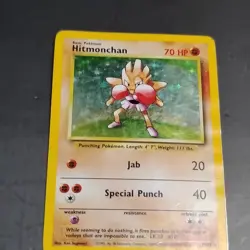 Wizards Pokemon TCG Hitmonchan Base Set 7/102 Holo Rare Unlimited 1999 70 HP - Image 1