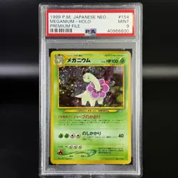 2000 Pokemon Japanese Neo Premium File Meganium Holo #154 WOTC PSA 9 - Image 1