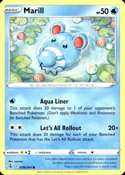 MARILL 058/264 Pokemon Card Fusion Strike Near Mint - Image 1