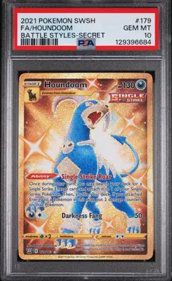 2021 Pokemon Sword & Shield Battle Styles #179 Fa/Houndoom Secret PSA 10 - Image 1