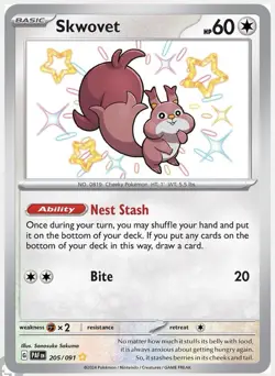 Pokemon TCG Skwovet Baby Shiny 205/091 Paldean Fates Near Mint Condition - Image 1