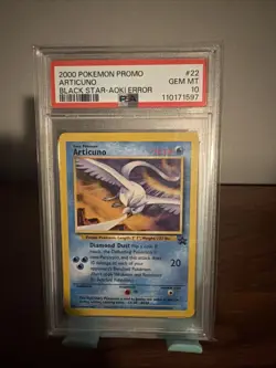 Graded 2000 Pokemon Black Star Promo Aoki Error Articuno #22 Card PSA 10 Mint - Image 1