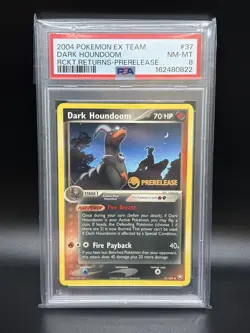 2004 DARK HOUNDOOM Prerelease Card #37 EX Team Rocket Returns PSA 8 NEW CERT! - Image 1