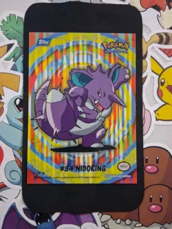 NIDOKING #34 2 of 10 Topps Blue Logo Sticker Card NM - Image 1