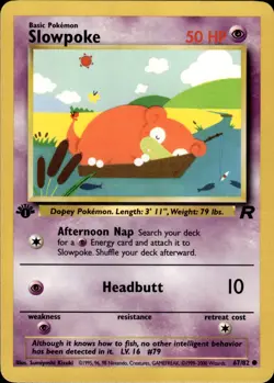 Pokemon TCG Card WOTC Vintage Wizards 1st Edition Slowpoke Team Rocket 67/82 - Image 1