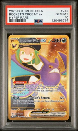 2025 Pokemon Destined Rivals Team Rocket's Crobat ex 242/182 PSA 10 GEM MINT 242 - Image 1
