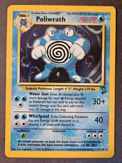 Pokemon TCG Poliwrath Base Set 2 15/130 Holo Rare Moderately Played Free Ship - Image 1