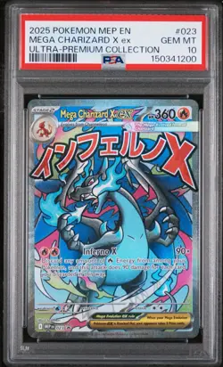 2025 POKEMON MEP EN-ME BLACK STAR PROMO #023 MEGA CHARIZARD X EX PSA 10 - Image 1