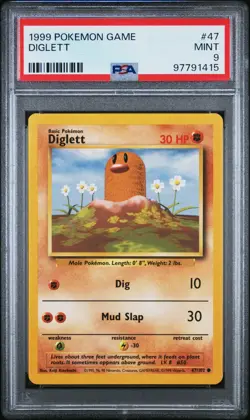 1999 POKEMON BASE SET UNLIMITED #47 DIGLETT PSA 9 - Image 1