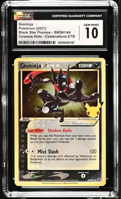 Pokemon Greninja Gold Star Black Star Promo SWSH144 CGC 10 - Image 1