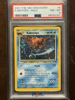 2001 Pokemon Neo Discovery Kabutops Holo Rare PSA 8 NM/MINT SWIRL - Image 1