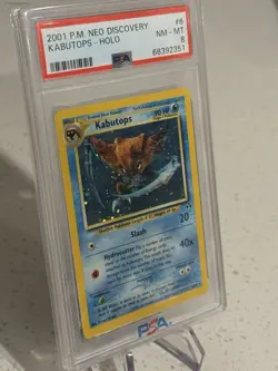 2001 Pokemon Neo Discovery Kabutops Holo Rare PSA 8 NM/MINT SWIRL - Image 4