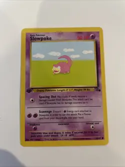 SLOWPOKE 55/62 - LP - 1ST EDITION FOSSIL ENGLISH POKEMON CARD - Image 1