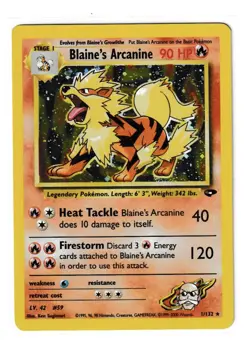 2000 Pokemon Gym Challenge BLAINE’S ARCANINE Holo! Rare! 1/132! - Image 1