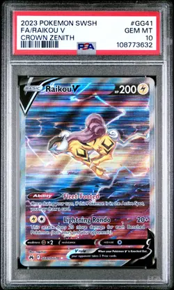 PSA 10 GEM MINT Raikou V GG41/GG70 FA Crown Zenith Galarian Gallery Pokemon Card - Image 1