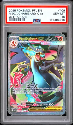 2025 POKEMON PFL EN-PHANTASMAL FLAMES ULTRA RARE #109 MEGA CHARIZARD X EX PSA 10 - Image 1