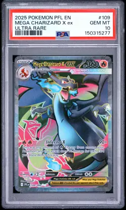 2025 POKEMON PFL EN-PHANTASMAL FLAMES ULTRA RARE #109 MEGA CHARIZARD X EX PSA 10 - Image 1